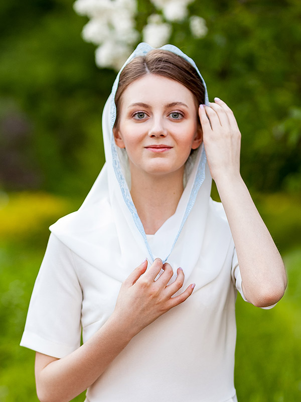 Снуд-хомут "Юлиана" с голубым кружевом фото 3