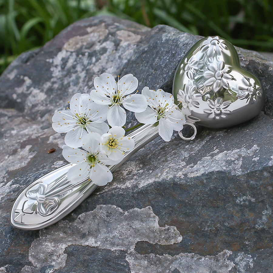 Серебряная погремушка "Сердечко" фото 5