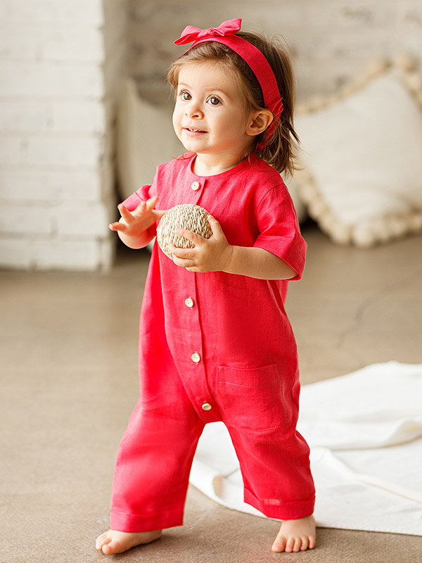 Льняной комбинезон Ветерок азалия фото 6