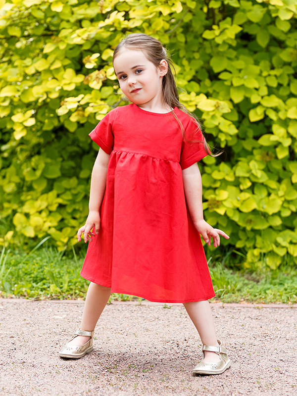 Платье базовое красное лён фото 4