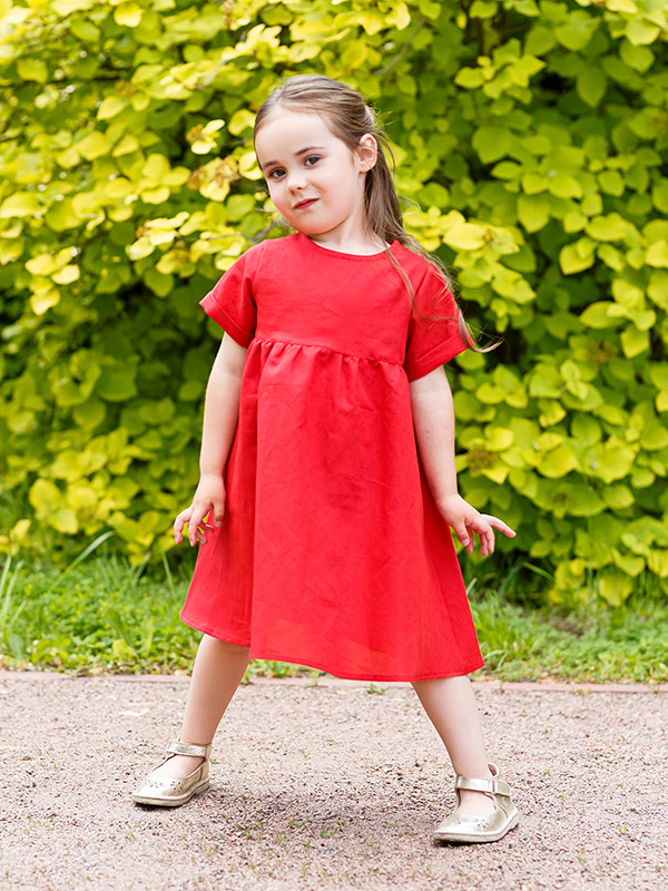 Платье базовое красное лён фото 4