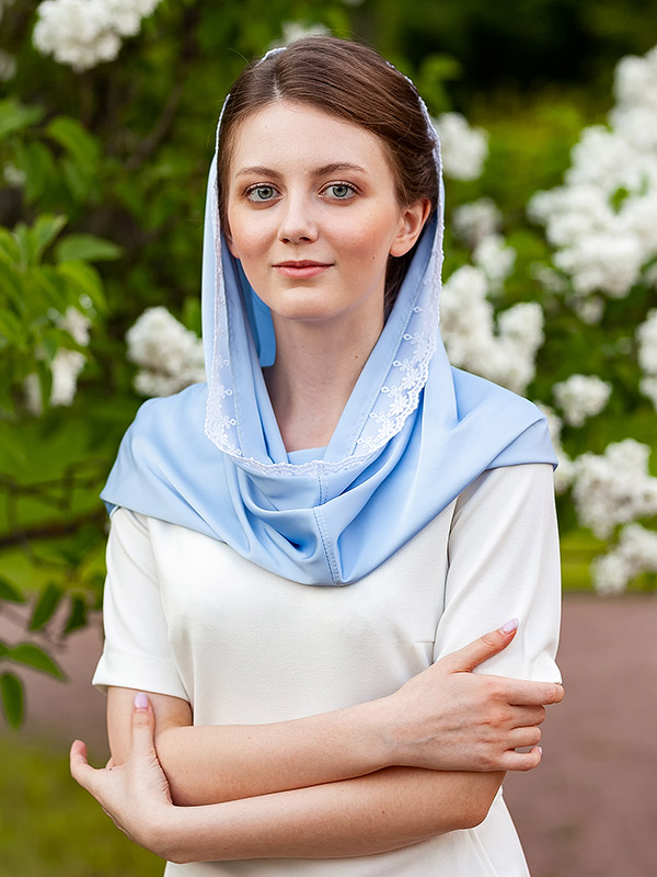 Голубой снуд-хомут для церкви "Мария" фото 1