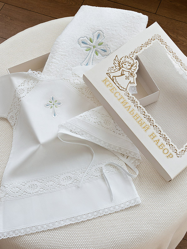 Крестильный набор для мальчика "Алексей" с полотенцем фото 15
