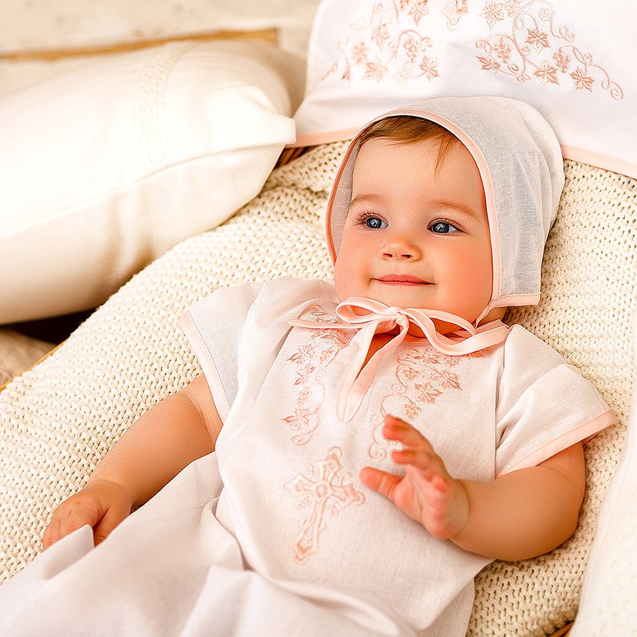 Крестильный комплект "Листики" для ребенка с пеленкой фото 4