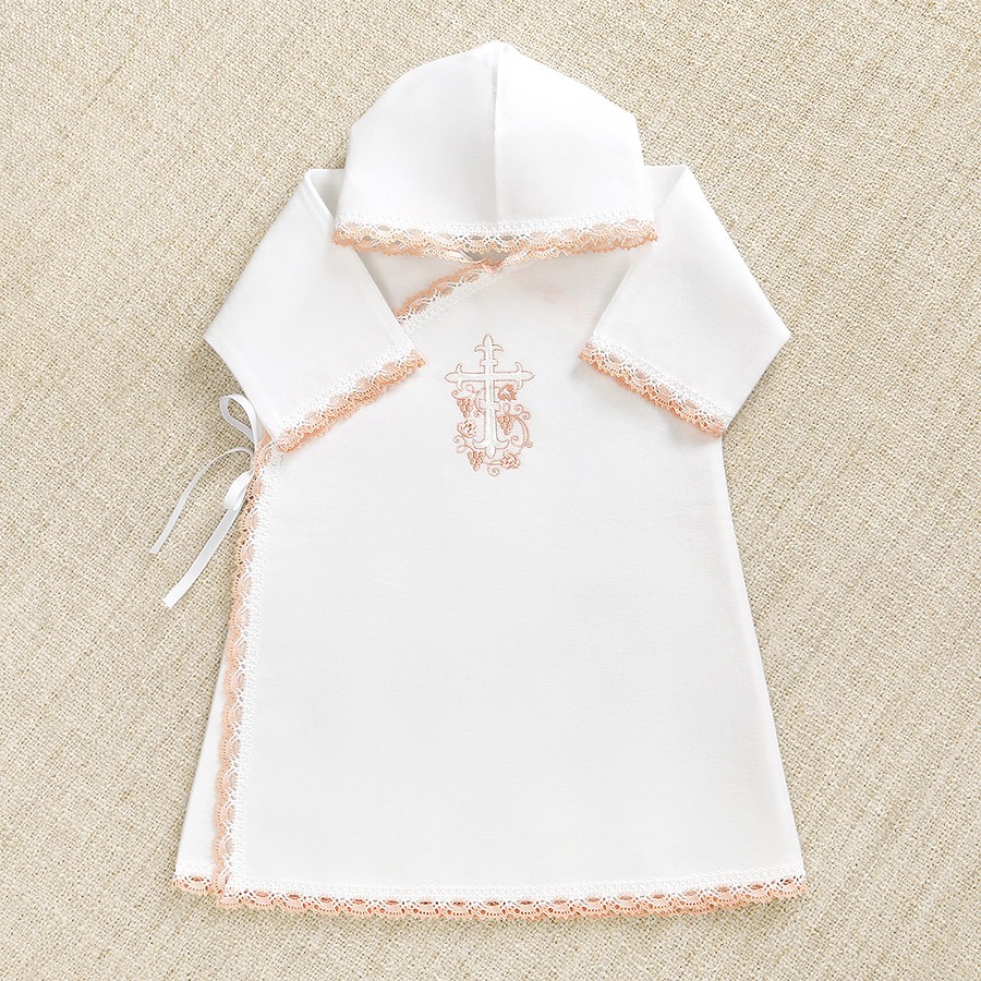 Теплая крестильная рубашка "Розовый Лучик" фото 4