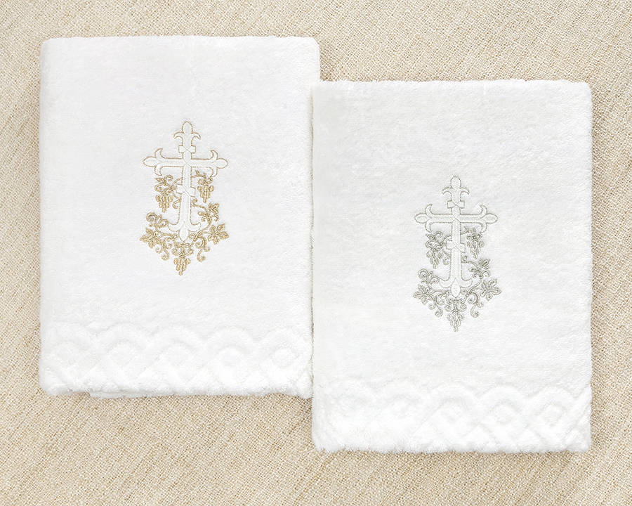 Классическое полотенце для крещения "Крестик-лоза" фото 1