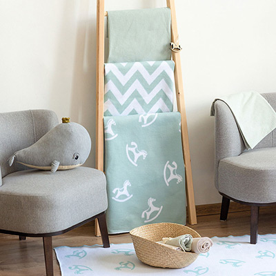 Фото товара "Детское байковое одеяло "Зигзаги" мятное" при наведении