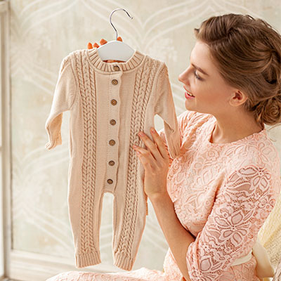 Вязаный комбинезон "Косички" бежевый