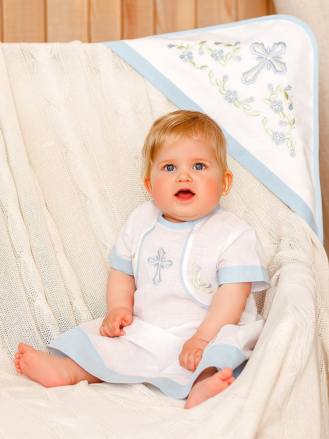 Крестильный комплект "Василёк" для мальчика с крыжмой фото 1