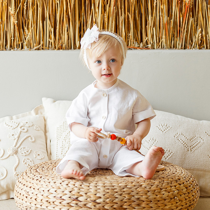 Льняной комбинезон Ветерок белый фото 6