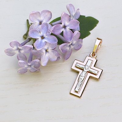 Фото товара "Золотой крестик 11989АКВ" при наведении