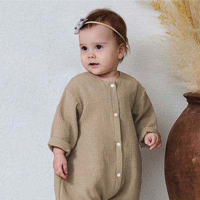 Детский летний комбинезон из муслина Токио капучино - миниатюра фотографии товара в каталоге ЛиноБамбино