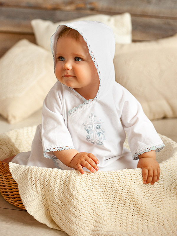 Теплая крестильная рубашка "Голубой Лучик" фото 5