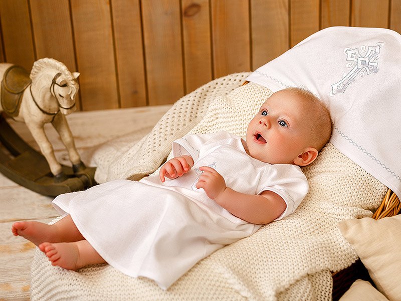 Фото товара "Крестильный комплект "Голубое перышко" с пеленкой" при наведении