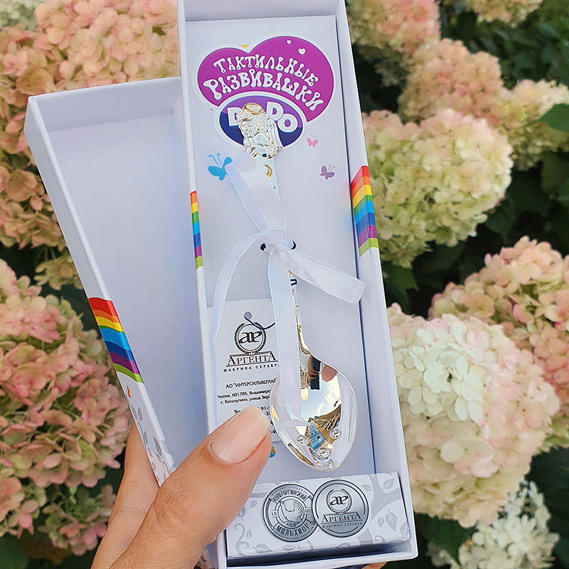 Серебряная тактильная ложка "Ангел" фото 4