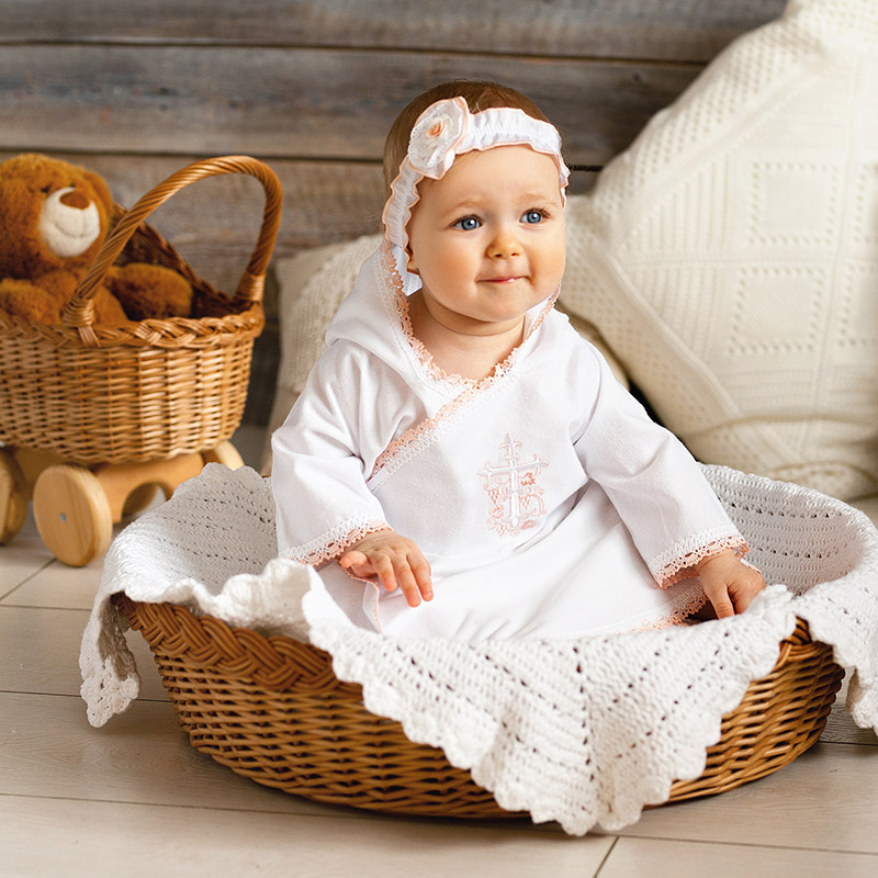 Крестильный комплект "Розовый лучик" с пеленкой фото 5