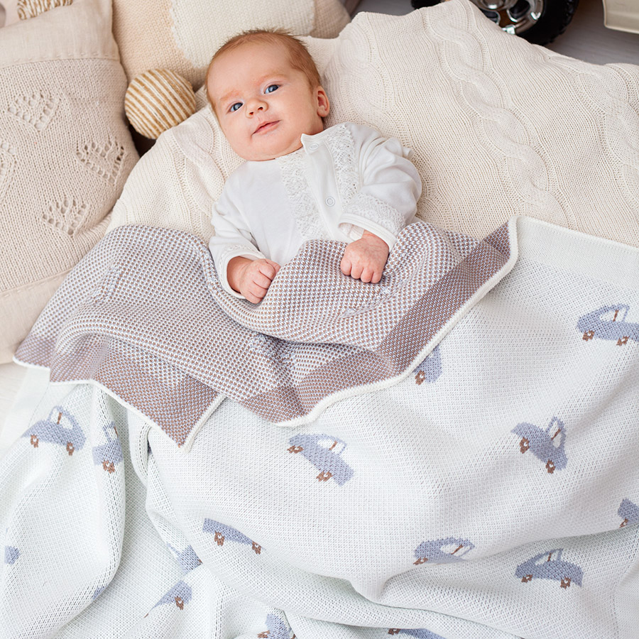 Вязаный детский плед "Машинки" фото 3