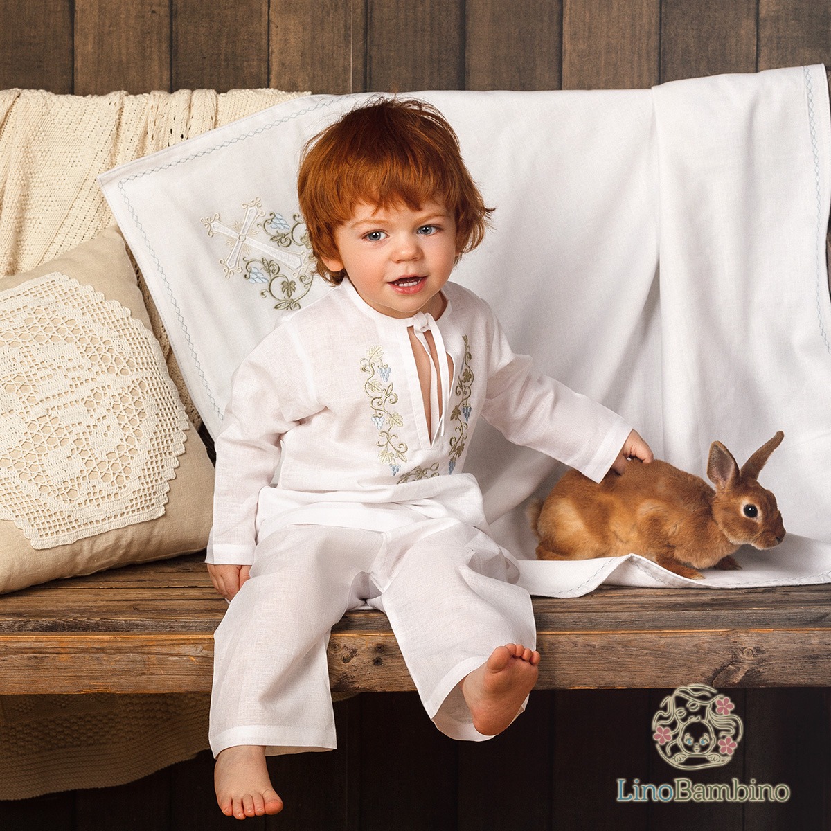 Крестильный комплект "Владимир" для мальчика с пеленкой фото 5