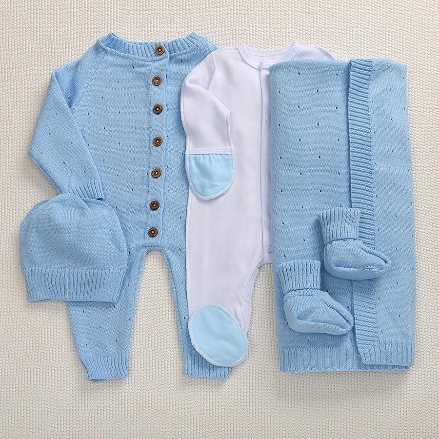 Набор комбинезон с пледом "Капелька" голубой фото 6