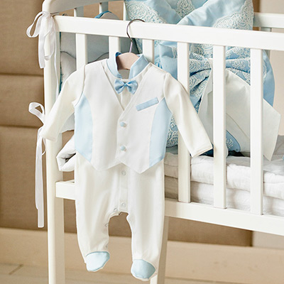 Фото товара "Комплект на выписку "Мерлетто" голубой для мальчика" из магазина ЛиноБамбино