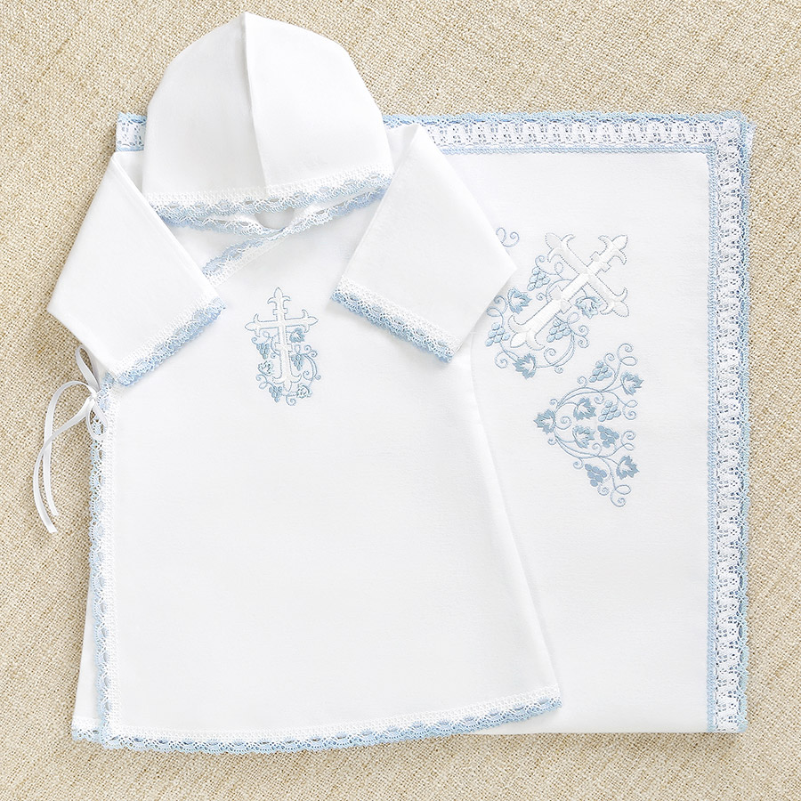 Крестильный комплект "Голубой лучик" с пеленкой фото 5