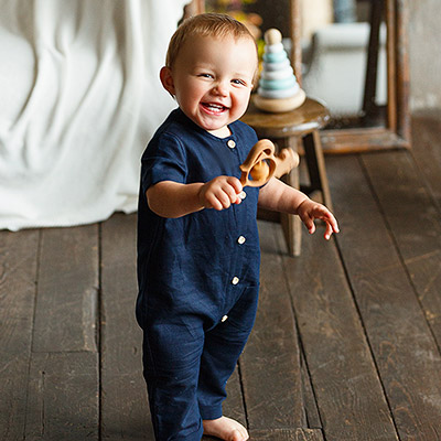 Фото товара "Льняной комбинезон Ветерок темно-синий" при наведении