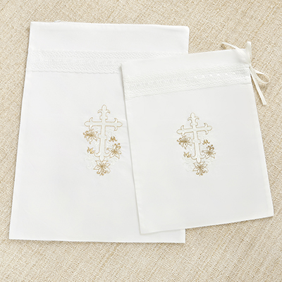 Мешочек для крестильных принадлежностей "Крест с лилиями" - миниатюра фотографии товара в каталоге ЛиноБамбино