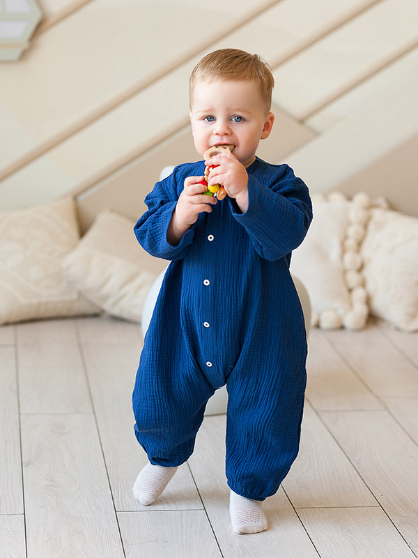 Комбинезон Облачко темно-синий из муслина фото 1