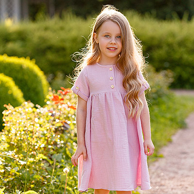 Платье Мечта розовая пудра муслин - миниатюра фотографии товара в каталоге ЛиноБамбино