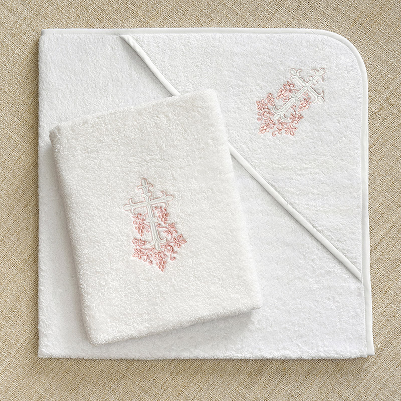 Махровое полотенце для крещения с уголком "Крестик с лозой" фото 12