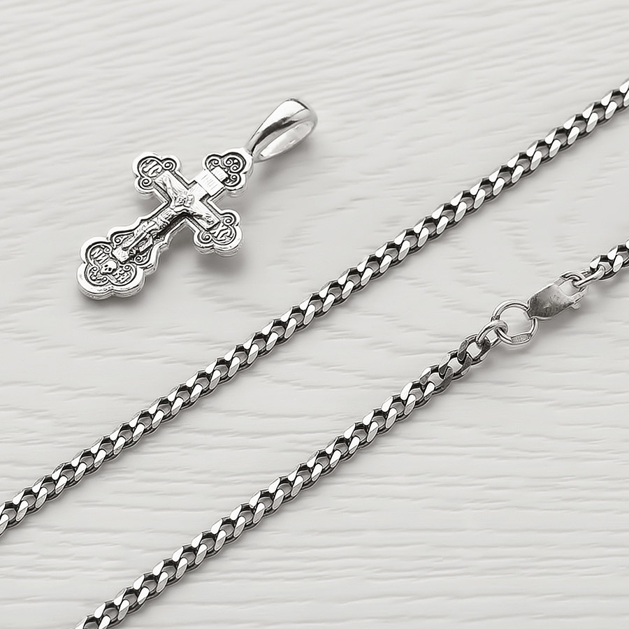 Серебряная цепочка ПГ 0,8 черненая фото 1