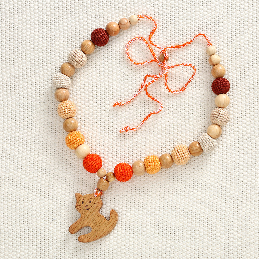Слингобусы Котенок, деревянно-вязаная игрушка фото 1