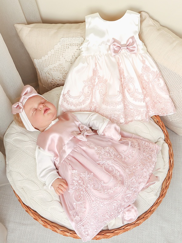 Комплект на выписку девочки "Самия" молочно-пудровый фото 5