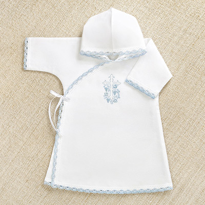 Фото товара "Теплая крестильная рубашка "Голубой Лучик"" из магазина ЛиноБамбино