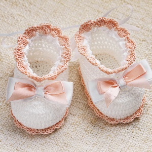 Пинетки с розовым бантиком для девочки - миниатюра фотографии товара в каталоге ЛиноБамбино