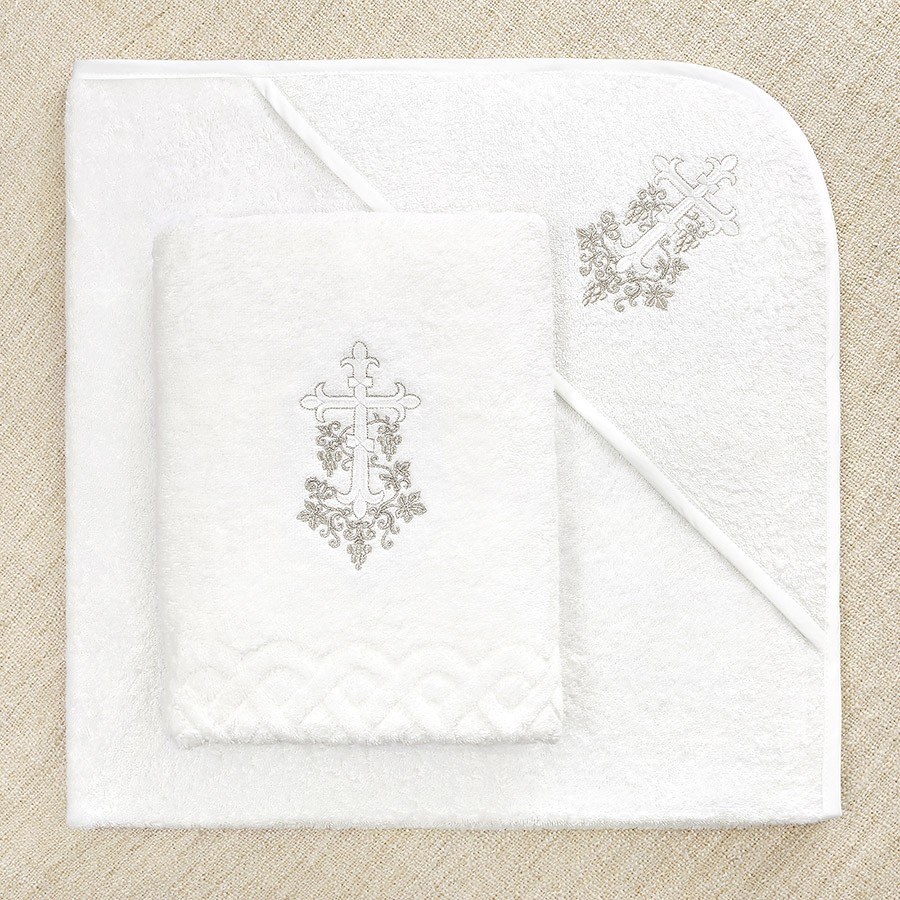 Фото товара "Детский крестильный набор "Серебряная лоза" с полотенцем" при наведении