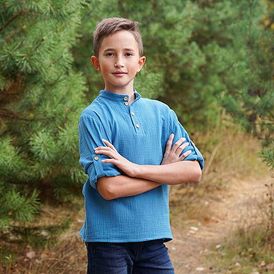 Рубашка для мальчика муслин лазурь