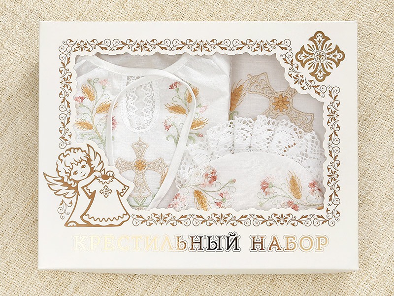 Крестильный комплект "Василиса" для девочки с пеленкой фото 8