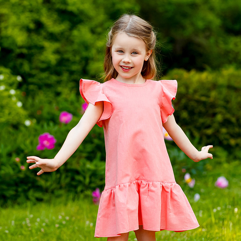 Платье Нимфа лосось лён фото 2