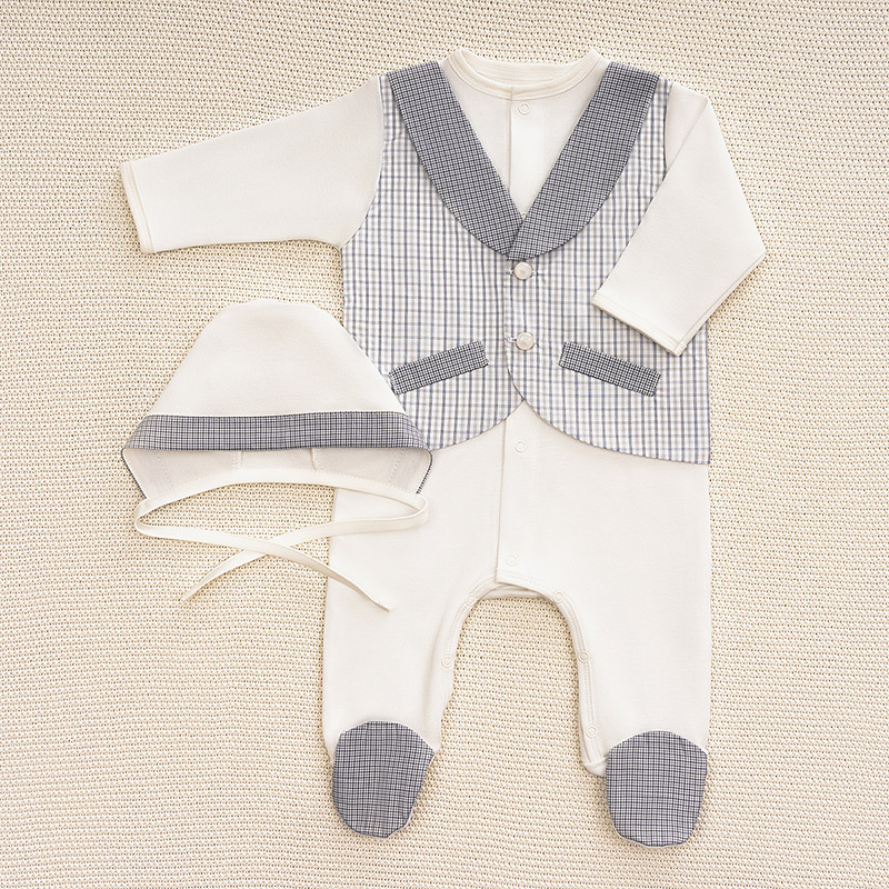 Костюмчик/комплект с уголком Денди серая пастель фото 1