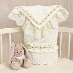 Вязаный комплект на выписку "Жемчуг" молочный