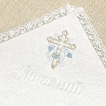 Махровое кружевное полотенце для крещения "Обвитый крестик"