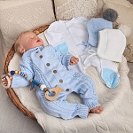 Вязаная шапочка-чепчик белый с помпоном