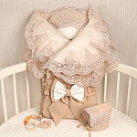 Комплект на выписку мальчика "Люрекс" какао