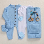 Набор комбинезон с пледом "Капелька" голубой