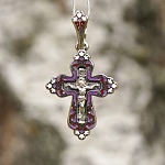 Серебряный крестик КРЭ18 сиреневая эмаль