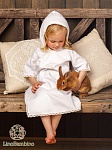 Детская крестильная рубашка "Бежевый лучик" с капюшоном