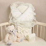 Комплект на выписку девочки "Люрекс" молочный