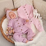 Вязаный комбинезон "Косички" пудра