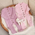 Вязаный комбинезон "Косички" розовый